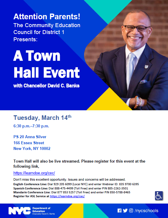 NYC DOE District 1 Chancellor Town Hall 03/14/2023